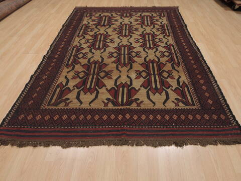 Kilim Red Hand Knotted 57 X 89  Area Rug 100-109322 Image 16