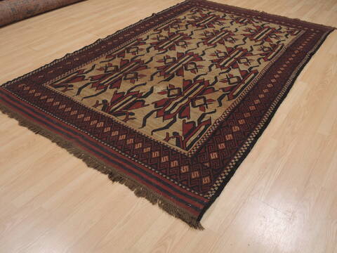 Kilim Red Hand Knotted 57 X 89  Area Rug 100-109322 Image 1