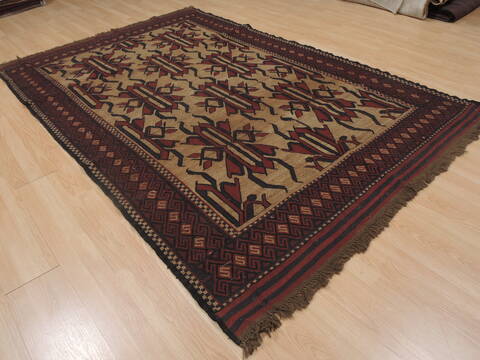 Kilim Red Hand Knotted 57 X 89  Area Rug 100-109322 Image 2
