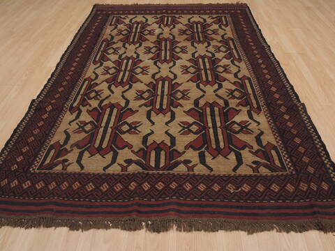 Kilim Red Hand Knotted 57 X 89  Area Rug 100-109322 Image 3