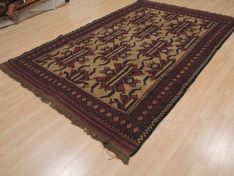 Kilim Red Hand Knotted 57 X 89  Area Rug 100-109322 Image 4
