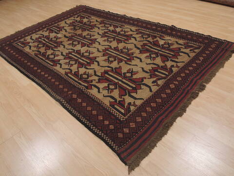 Kilim Red Hand Knotted 57 X 89  Area Rug 100-109322 Image 5