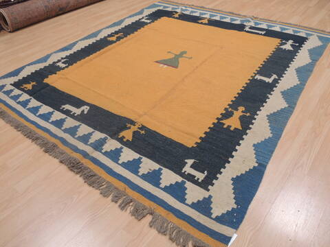Kilim Orange Flat Woven 68 X 99  Area Rug 100-109330 Image 16