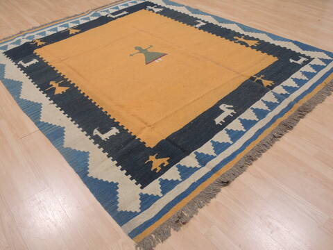 Kilim Orange Flat Woven 68 X 99  Area Rug 100-109330 Image 1