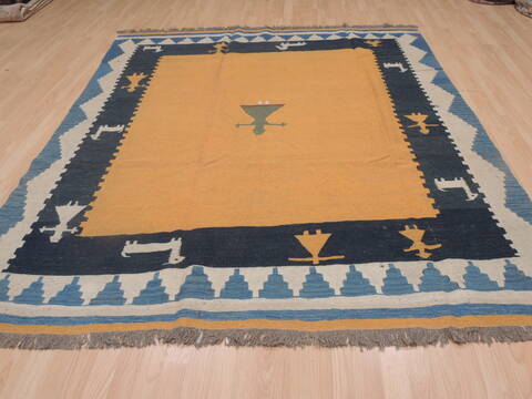 Kilim Orange Flat Woven 68 X 99  Area Rug 100-109330 Image 3