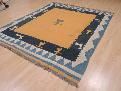 Kilim Orange Flat Woven 68 X 99  Area Rug 100-109330 Image 4