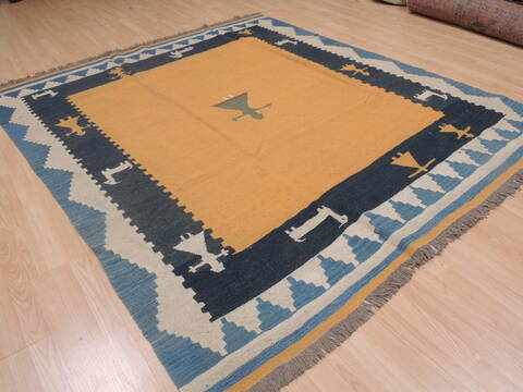 Kilim Orange Flat Woven 68 X 99  Area Rug 100-109330 Image 5