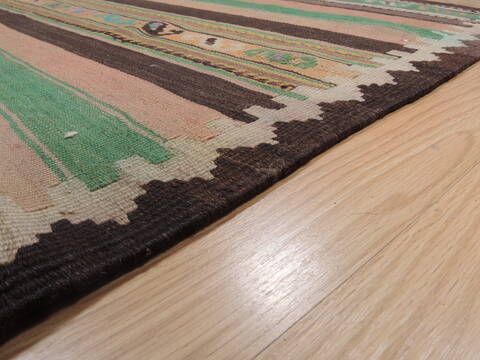 Kilim Green Runner Flat Woven 41 X 103  Area Rug 100-109338 Image 11