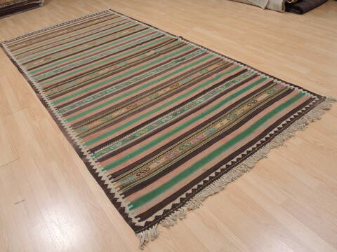 Kilim Green Runner Flat Woven 41 X 103  Area Rug 100-109338 Image 2