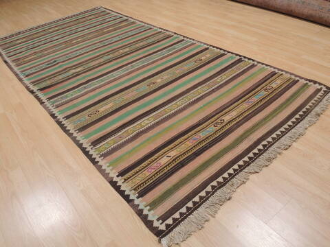 Kilim Green Runner Flat Woven 41 X 103  Area Rug 100-109338 Image 5