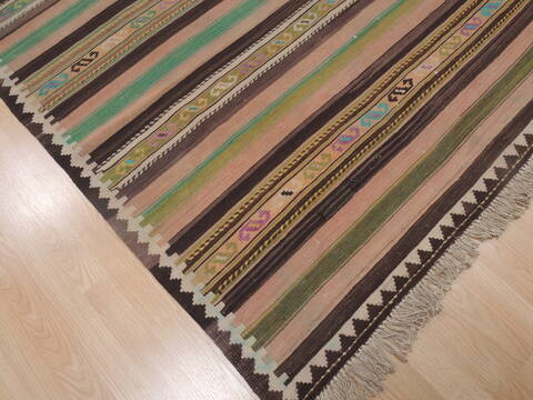 Kilim Green Runner Flat Woven 41 X 103  Area Rug 100-109338 Image 6