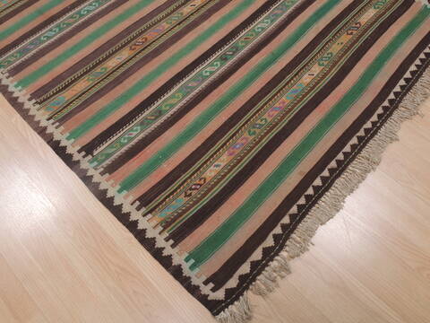 Kilim Green Runner Flat Woven 41 X 103  Area Rug 100-109338 Image 9
