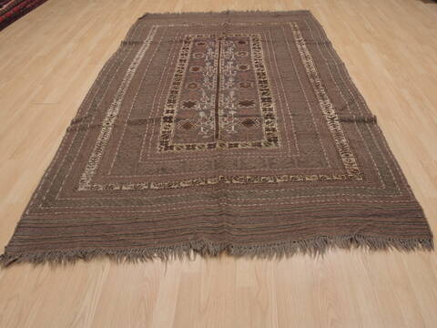 Kilim Brown Hand Knotted 57 X 810  Area Rug 100-109351 Image 1