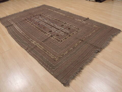 Kilim Brown Hand Knotted 57 X 810  Area Rug 100-109351 Image 3