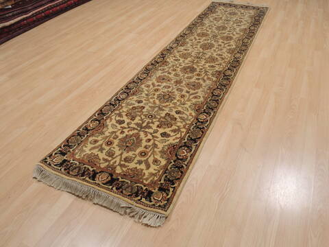 Jaipur Beige Runner Hand Knotted 27 X 105  Area Rug 100-109367 Image 2