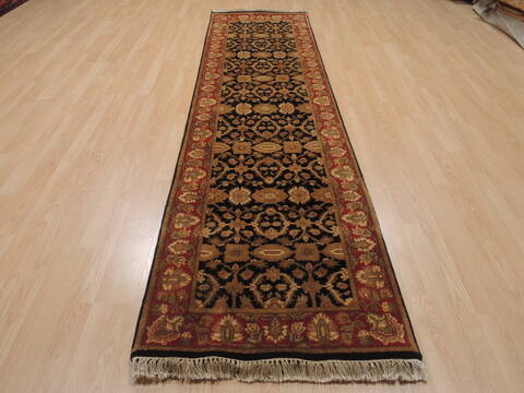 Jaipur Black Runner Hand Knotted 27 X 102  Area Rug 100-109368 Image 1