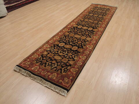 Jaipur Black Runner Hand Knotted 27 X 102  Area Rug 100-109368 Image 2