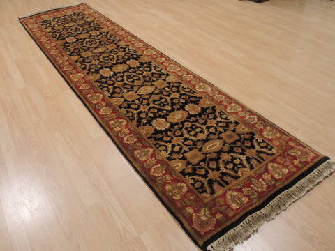 Jaipur Black Runner Hand Knotted 27 X 102  Area Rug 100-109368 Image 3