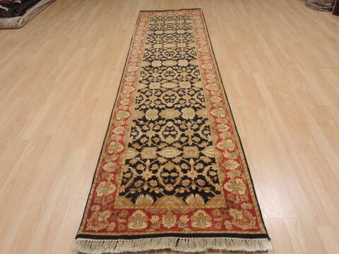 Jaipur Black Runner Hand Knotted 27 X 102  Area Rug 100-109368 Image 4