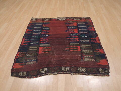 Kilim Red Square Flat Woven 39 X 40  Area Rug 100-109375 Image 1