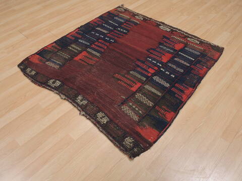 Kilim Red Square Flat Woven 39 X 40  Area Rug 100-109375 Image 2