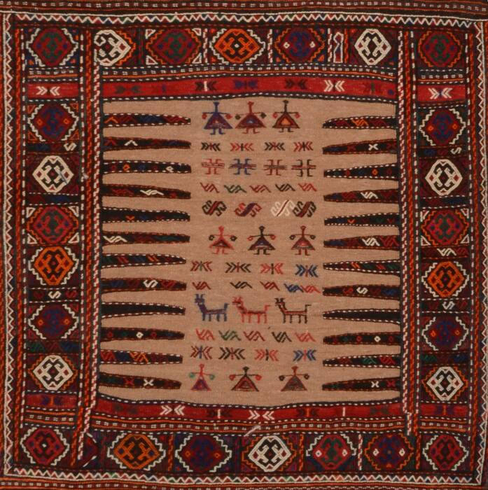 Kilim Red Square Machine Made 33 X 33  Area Rug 100-109387 Image 0