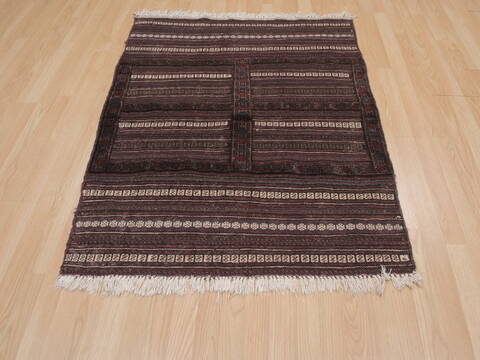 Kilim Brown Hand Knotted 38 X 47  Area Rug 100-109389 Image 3