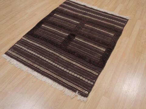 Kilim Brown Hand Knotted 38 X 47  Area Rug 100-109389 Image 4