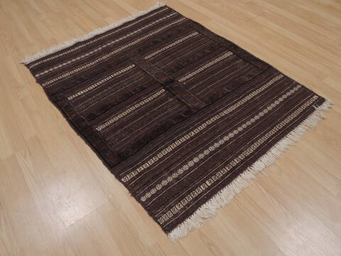 Kilim Brown Hand Knotted 38 X 47  Area Rug 100-109389 Image 5