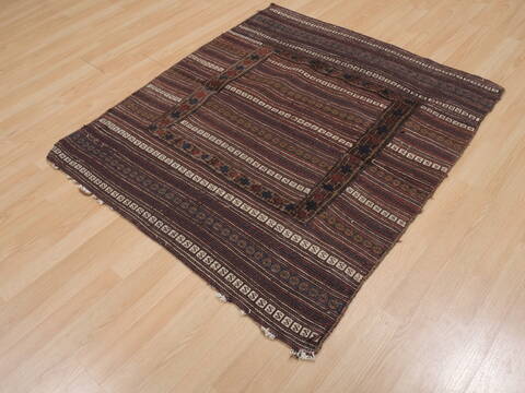 Kilim Red Square Hand Knotted 40 X 44  Area Rug 100-109392 Image 2