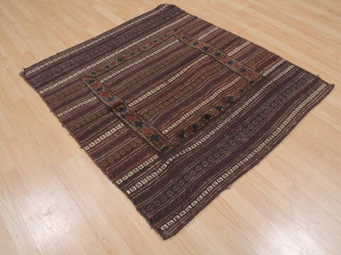 Kilim Red Square Hand Knotted 40 X 44  Area Rug 100-109392 Image 6