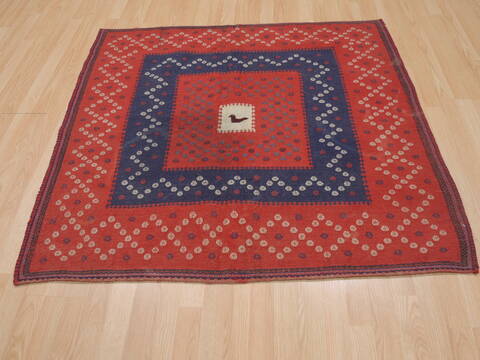 Kilim Red Square Flat Woven 42 X 42  Area Rug 100-109396 Image 1
