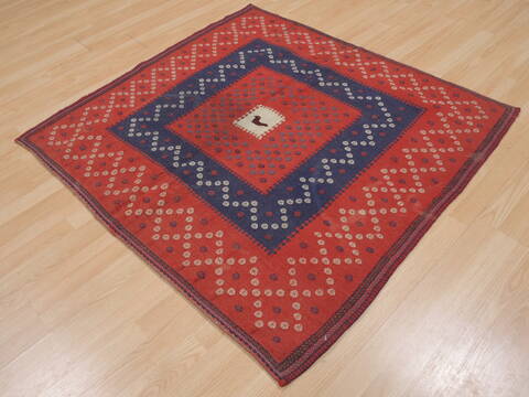 Kilim Red Square Flat Woven 42 X 42  Area Rug 100-109396 Image 2