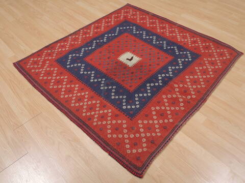 Kilim Red Square Flat Woven 42 X 42  Area Rug 100-109396 Image 3