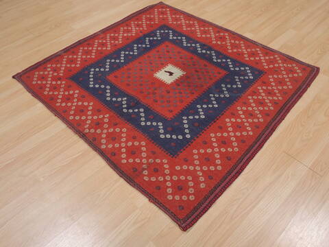 Kilim Red Square Flat Woven 42 X 42  Area Rug 100-109396 Image 5