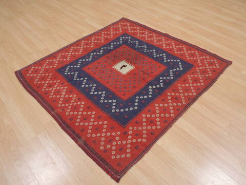 Kilim Red Square Flat Woven 42 X 42  Area Rug 100-109396 Image 6