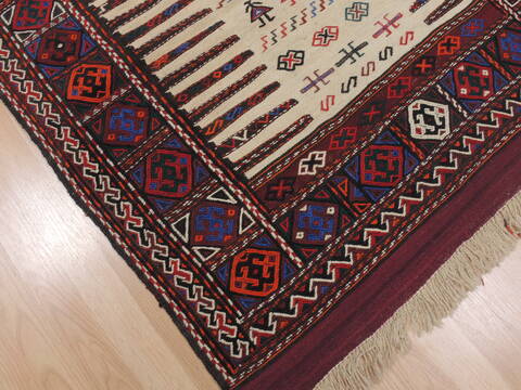 Kilim Red Square Hand Knotted 33 X 33  Area Rug 100-109402 Image 8