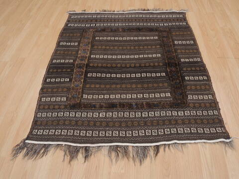 Kilim Brown Square Flat Woven 40 X 40  Area Rug 100-109403 Image 3