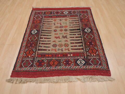 Kilim Red Square Flat Woven 33 X 33  Area Rug 100-109405 Image 1