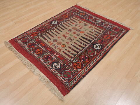 Kilim Red Square Flat Woven 33 X 33  Area Rug 100-109405 Image 2