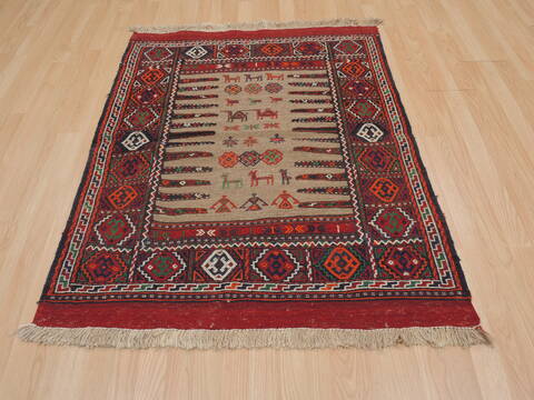 Kilim Red Square Flat Woven 33 X 33  Area Rug 100-109405 Image 4