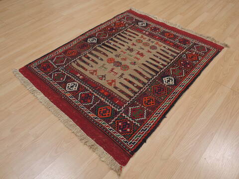 Kilim Red Square Flat Woven 33 X 33  Area Rug 100-109405 Image 5