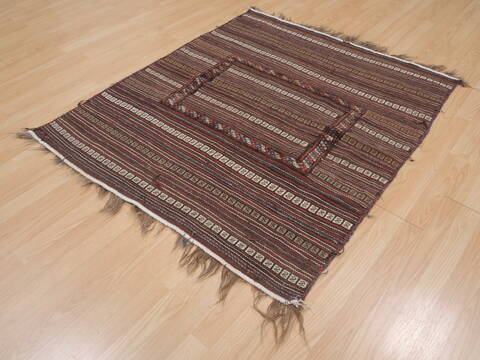 Kilim Brown Hand Knotted 41 X 49  Area Rug 100-109409 Image 11