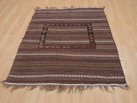 Kilim Brown Hand Knotted 41 X 49  Area Rug 100-109409 Image 1