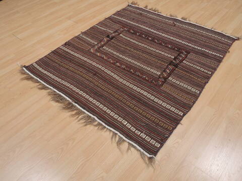 Kilim Brown Hand Knotted 41 X 49  Area Rug 100-109409 Image 2