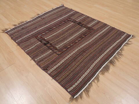 Kilim Brown Hand Knotted 41 X 49  Area Rug 100-109409 Image 3
