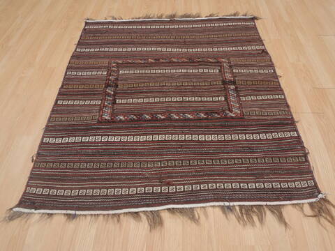 Kilim Brown Hand Knotted 41 X 49  Area Rug 100-109409 Image 4
