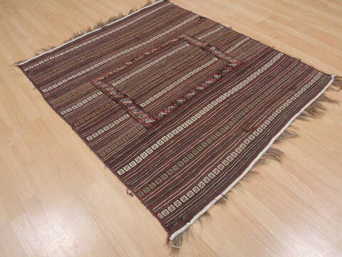 Kilim Brown Hand Knotted 41 X 49  Area Rug 100-109409 Image 5