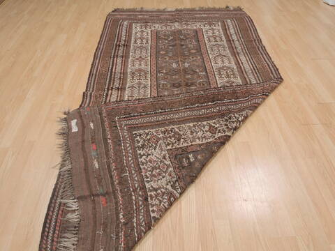 Kilim Brown Runner Hand Knotted 46 X 810  Area Rug 100-109414 Image 12
