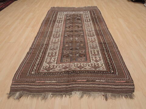 Kilim Brown Runner Hand Knotted 46 X 810  Area Rug 100-109414 Image 1